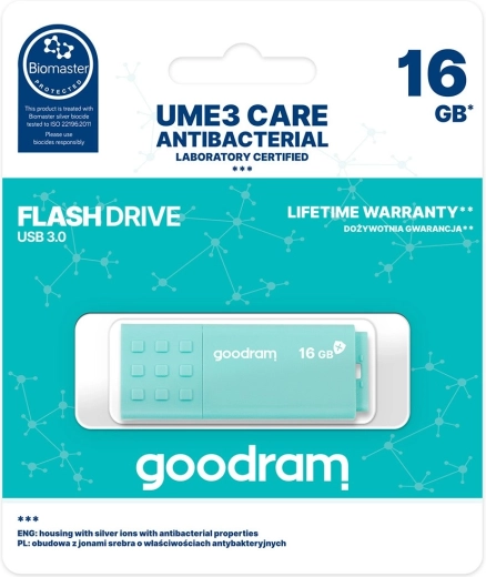 USB-flashdrev GOODRAM UME3 Care 16 GB (USB 3.0) antibakteriel