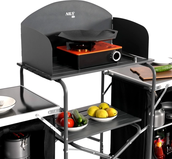 Stabil arbejdsflade med vindskærm