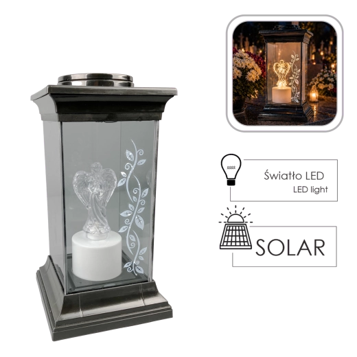 Solar lanterne med LED-engel 28 cm