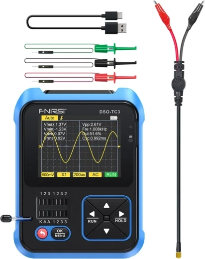 Fnirsi DSO-TC3 håndholdt digitalt oscilloskop 3-i-1 med komponenttester og signalgenerator
