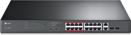 16-port PoE+ switch TL-SL1218MP med gigabit RJ45-porte og SFP-slots