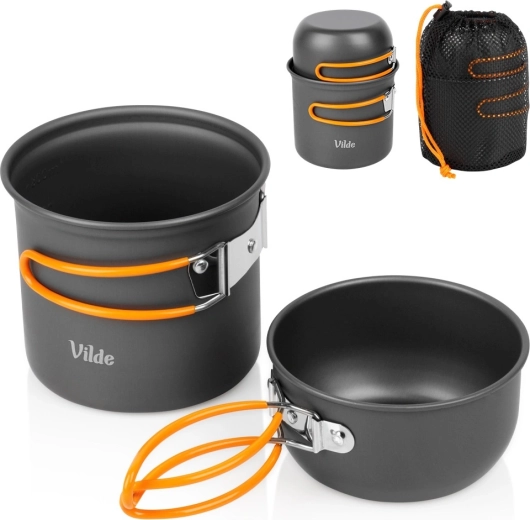 Vilde turistisk kogesæt i anodiseret aluminium 800/450 ml (3 dele)