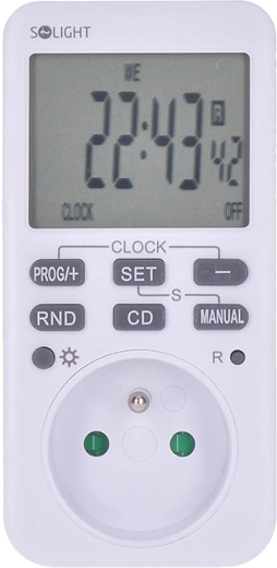Solight digital ugentlig timerafbryder med bagbelyst stor LCD