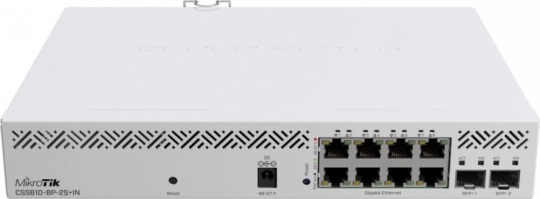 Netværks-PoE-switch MIKROTIK med 8 porte og 2× SFP+ 10 Gb/s