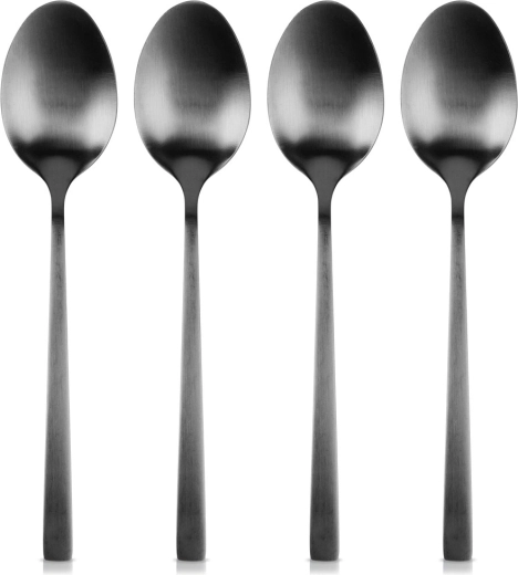 Sorte teskeer i rustfrit stål, 4 stk.