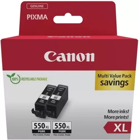 Sort blækpatron Canon PGI-550XL, dobbeltpakke