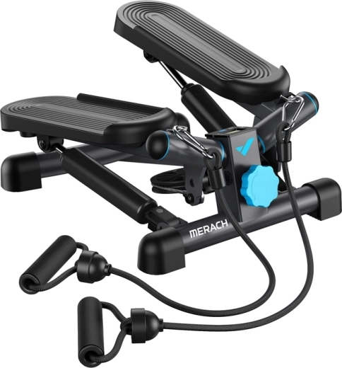 Merach mini stepper 2 i 1 med modstandselastikker sort