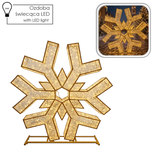 3D jule-LED-dekoration snefnug 2 m, 1200 LED'er, varmt og koldt hvidt lys