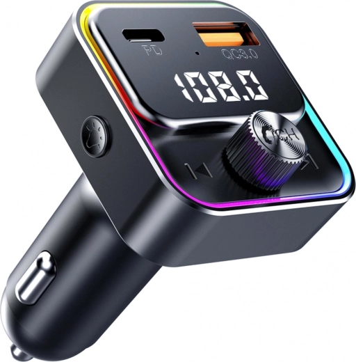 FM Bluetooth-transmitter til bil SWM 3000 med USB-A og USB-C, PD og QC 3.0, stemmestyring - 1 stk.