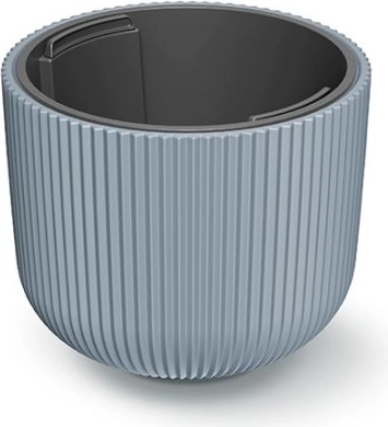 Blomsterkrukke med indsats Milly 24 cm – lysegrå, rillet plast