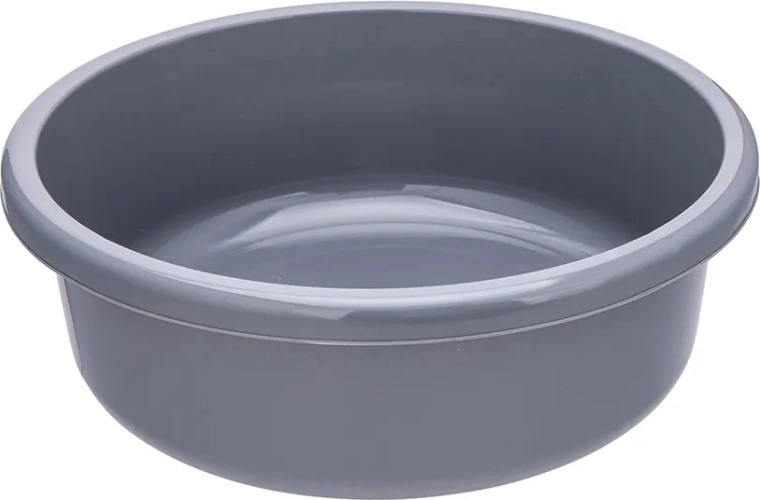 Rund plastskål 9 l grå 36 cm