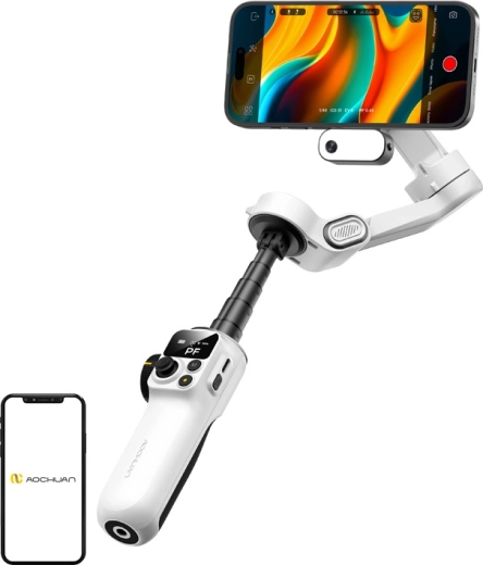 Aochuan P2 magnetisk 3-akset stabilisator til mobil med AI-sensor – hvid
