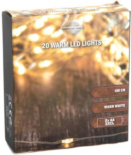 Lyskæde med 20 LED'er, 100 cm