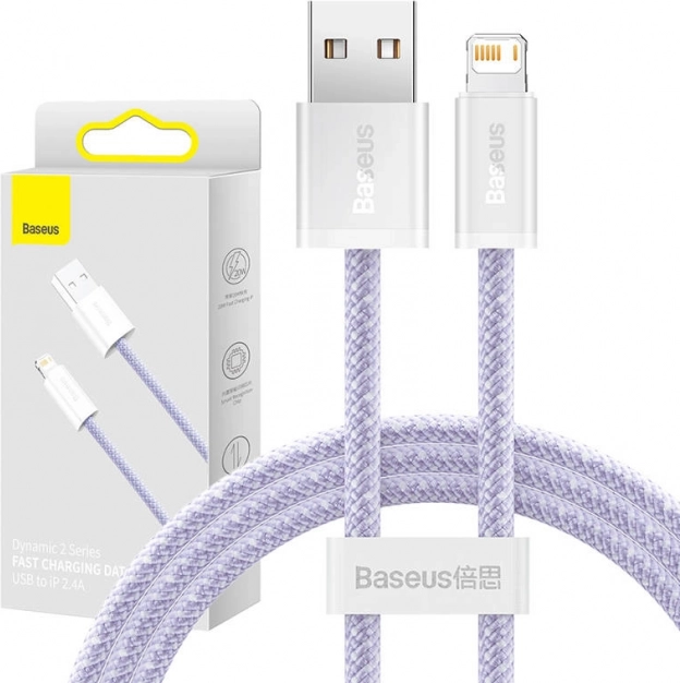USB-kabel Lightning Baseus Dynamic 2 2,4 A 1 m lilla