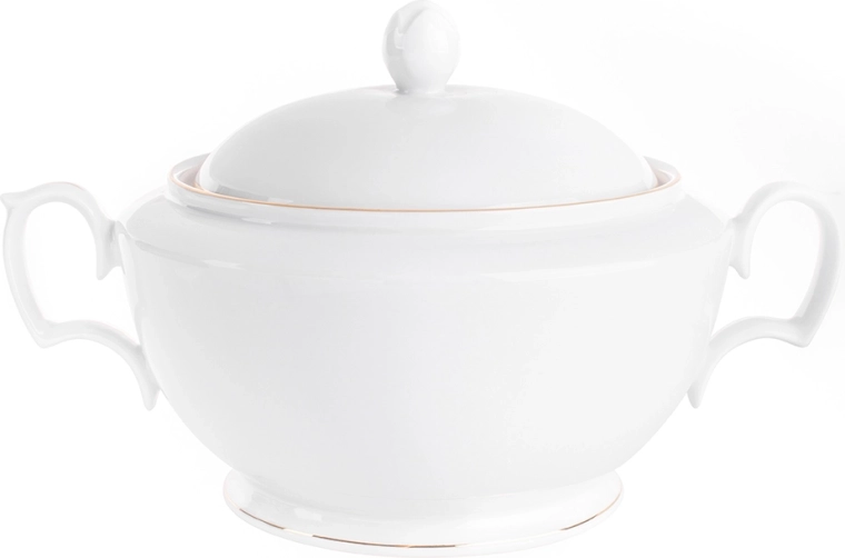 MariaPaula klassisk porcelænssuppeskål med guldlinje 2,7 l
