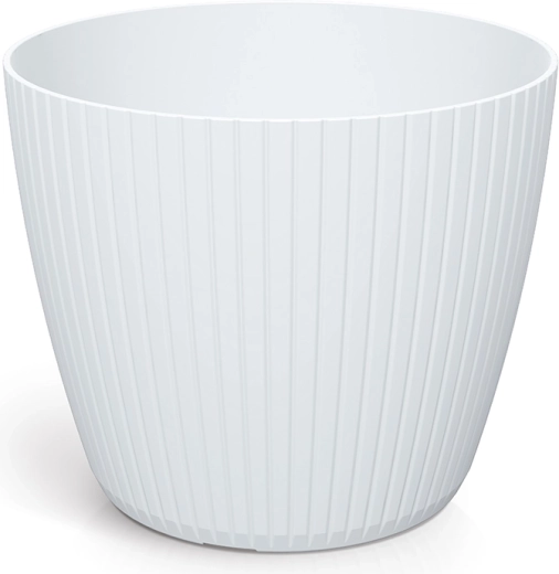 Plastikblomsterpotte Lamia 23,8 cm – hvid, moderne riflet design