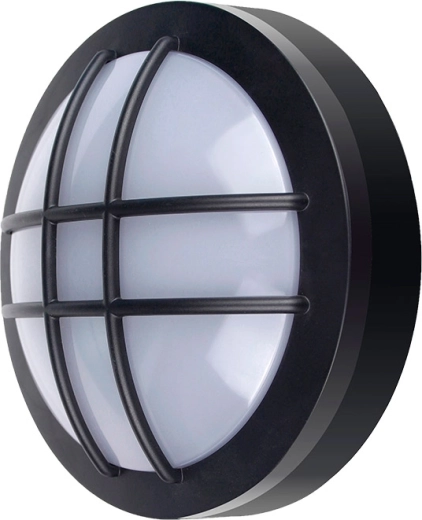 Solight LED udendørslampe rund med beskyttelsesgitter 13 W, 910 lm, 4000 K, IP65, sort - 1 stk.