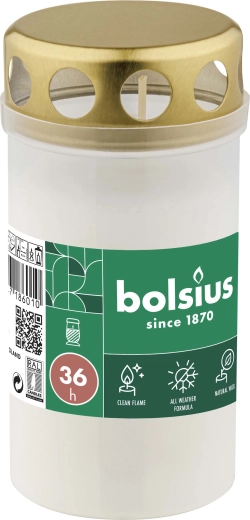 Hvid gravlys 13 cm, brændetid 36 timer