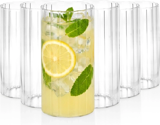 Vilde rillede glas 360 ml, 6 stk.