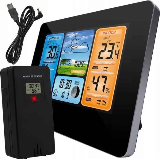 RENEW FORCE vejrstation med farve-LCD-display og trådløs sensor