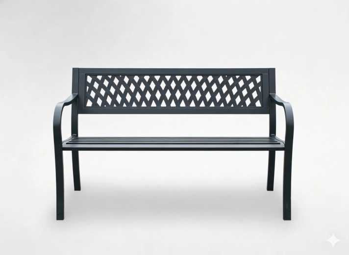 Havebænk i metal 125 × 53 × 77 cm med gitterryglæn