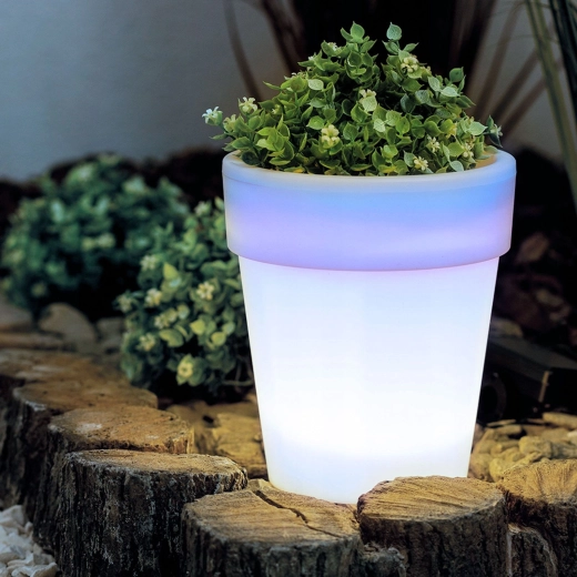 Solarblomsterpotte med 4 koldhvide LED'er, 16,5 × 19 cm