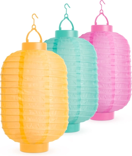 Solcellelanterne i 3 farver med kold hvid LED, 21 cm - 1 stk.