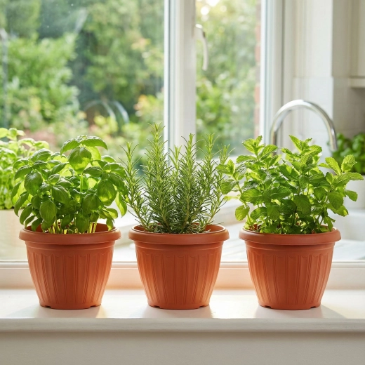 Plastikblomsterpotte terrakotta 20 cm