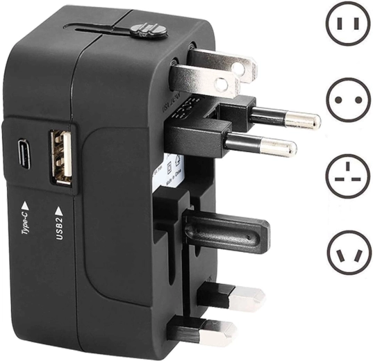 Stikkontakter til US/UK/EU/AU i én adapter