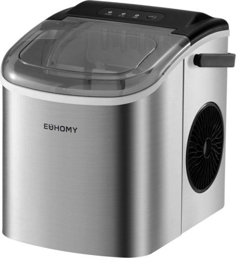 Euhomy IM001 kompakt isterningemaskine 12 kg/døgn, 1,2 l (sølv)