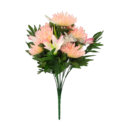 Realistiske blomster og fyldigt løv