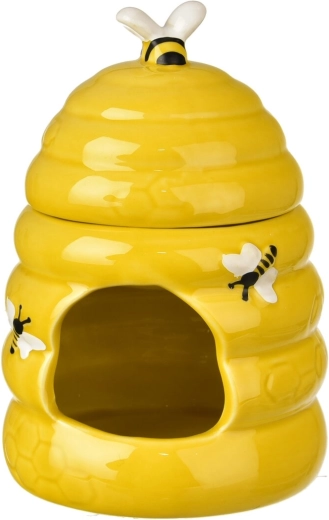 Keramisk aromalampe formet som en bikube, gul, 14 cm