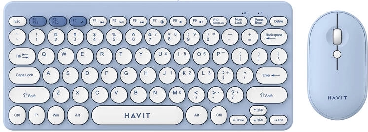 Havit trådløst tastatur- og musesæt i blå farve