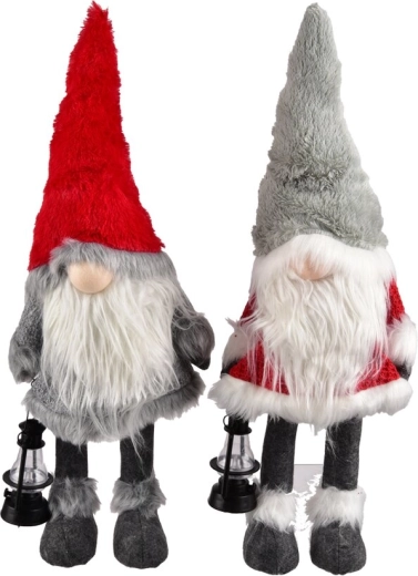 Plys-nisse rød med LED-belysning 51 cm