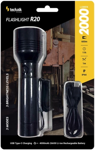 Technik mt-r20 genopladelig lommelygte med fokus og USB-C (2000 lm) - 1 stk.