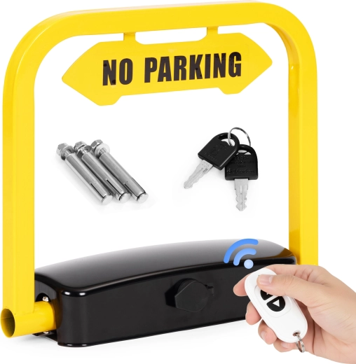 Sammenklappelig parkeringslås 35 cm med nøgle, fjernbetjening og alarm