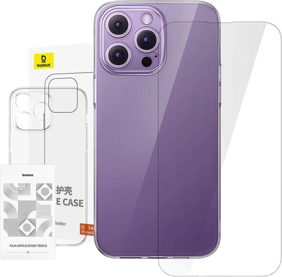 Gennemsigtigt cover og hærdet glas til iPhone 14 Pro Max