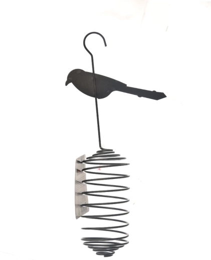 Fuglefoderautomat i metal, sort, 30 cm
