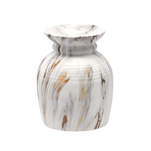 Keramisk vase 15 × 15 × 18 cm hvid-guld