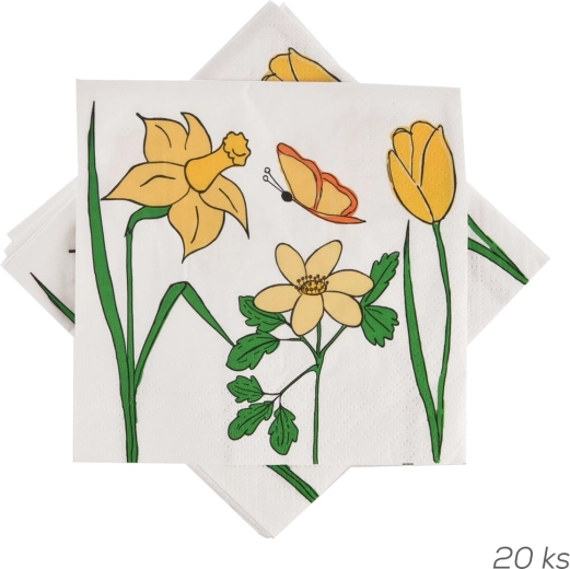 Papirservietter Forårseng 33 × 33 cm, 20 stk