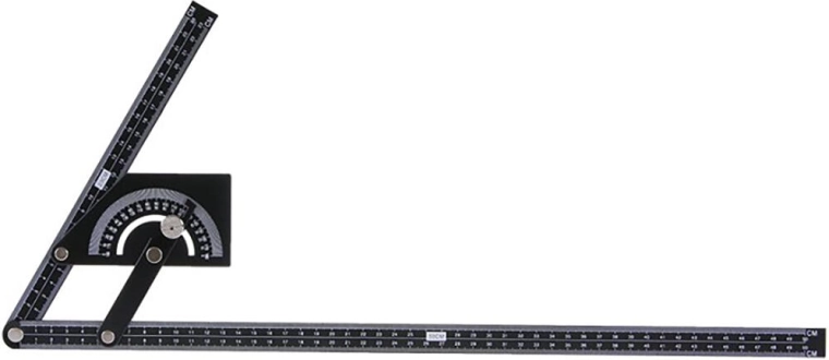 Vinkelmåler med bue 230 × 500 mm, 0° til 180°