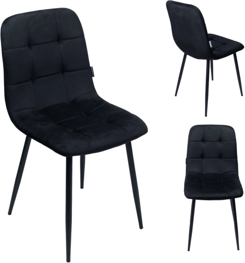Sort velourpolstret spisestol i loft-stil - 1 stk
