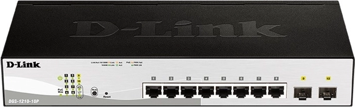 Switch DGS-1210-10P med 8GE PoE og 2SFP