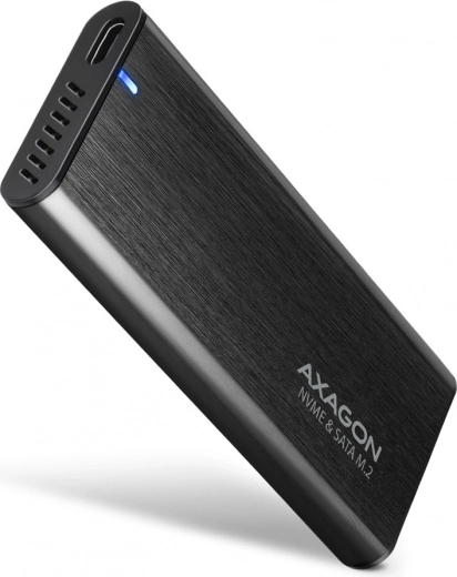 Ekstern aluminiums skrueløs AXAGON kabinet med USB-C 3.2 Gen 2 til M.2 NVMe / SATA SSD