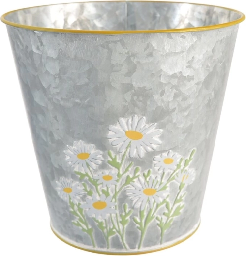 Blomsterskjuler i blik med marguerit-relief, grå