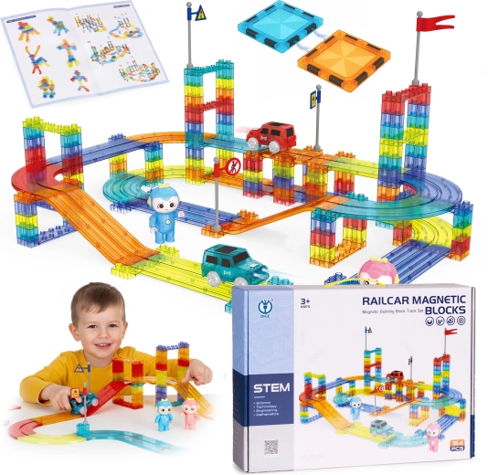 Magnetisk racerbane med 154 dele og LED-biler