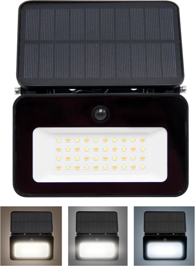 Solight solcelledprojektør med sensor 6 W 660 lm, sort