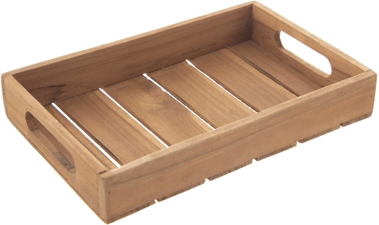 Serveringsbakke i teaktræ 26 × 18 cm