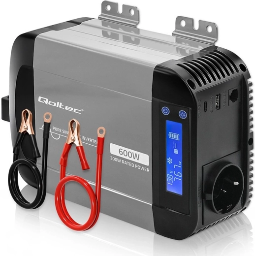 Qoltec spændingsomformer med ren sinus 12 V til 230 V 300/600 W