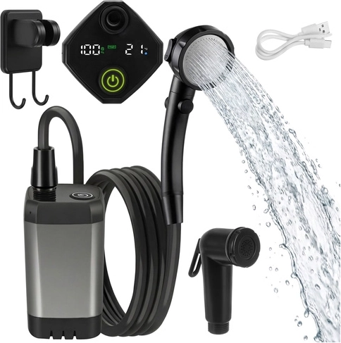 Bærbart brusebad med batteri 6000 mAh TRIZAND med nedsænkbar pumpe og USB-C